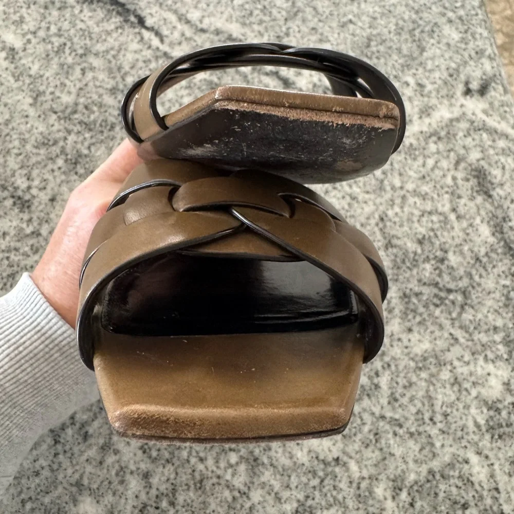 Saint Laurent “Tribute” leather olive green sandals 38 - Picture 7 of 7